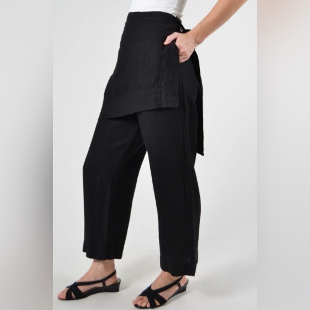Bryn Walker Linen Women's Black Asymmetrical Skort Ankle Pants
Side Button M - Picture 4 of 5